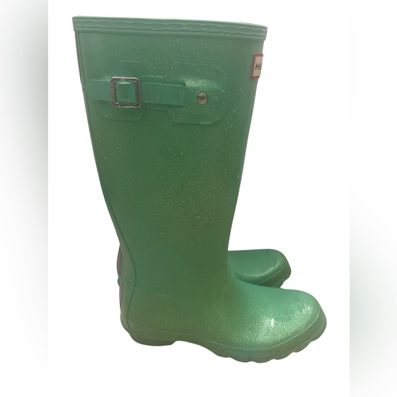 Hunter Mint green sparkle rubber boots - Picture 2 of 6
